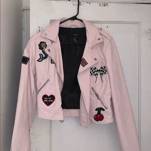 patched faux leather jacket